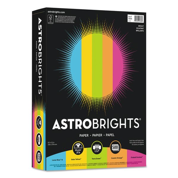 Astrobrights Color Paper -"Bright" Assortment, 24lb, 8.5 x 11, PK500 99608